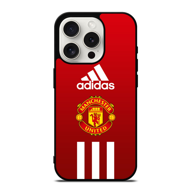 MANCHESTER UNITED FC ADIDAS STRIPES iPhone 15 Pro Case Cover