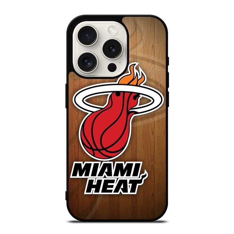MIAMI HEAT WOODEN LOGO NBA iPhone 15 Pro Case Cover