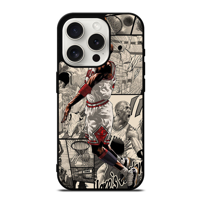 MICHAEL JORDAN COMIC ART iPhone 15 Pro Case Cover