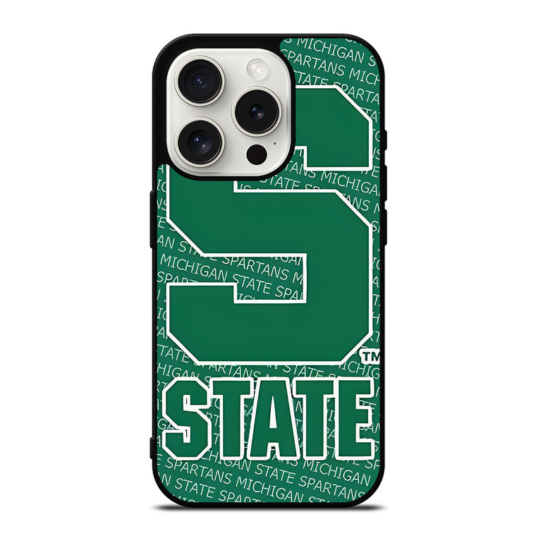 MICHIGAN STATE SPARTANS LOGO FOOTBALL EMBLEM iPhone 15 Pro Case Cover