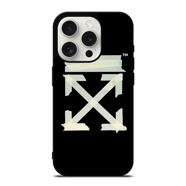 OFF WHITE TAPE LOGO iPhone 15 Pro Case Cover