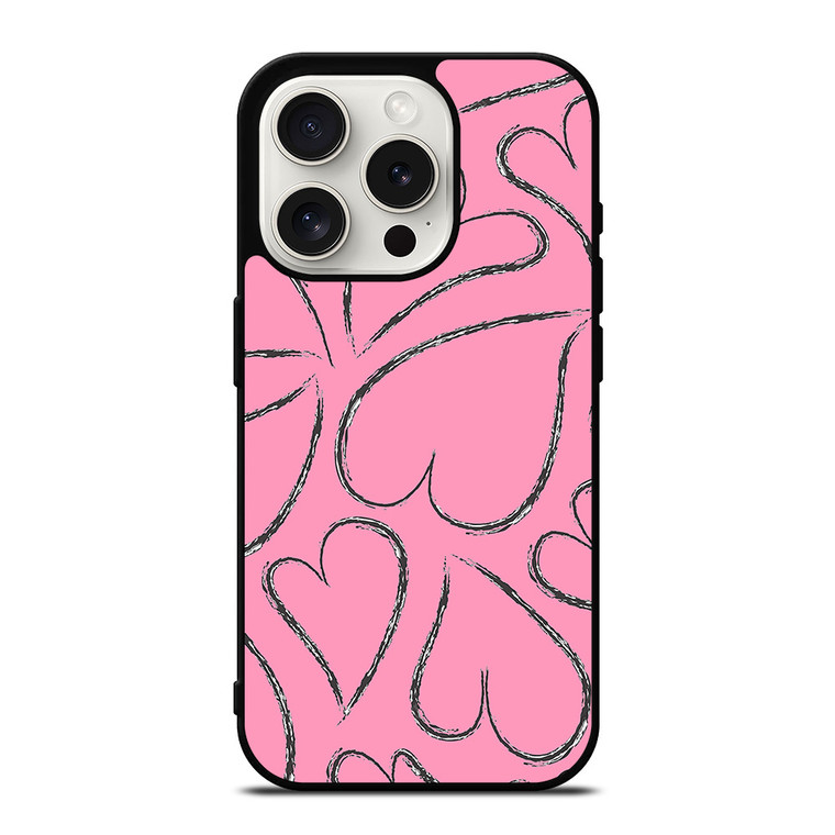 PINK LOVE BRUSHES PATTERN iPhone 15 Pro Case Cover