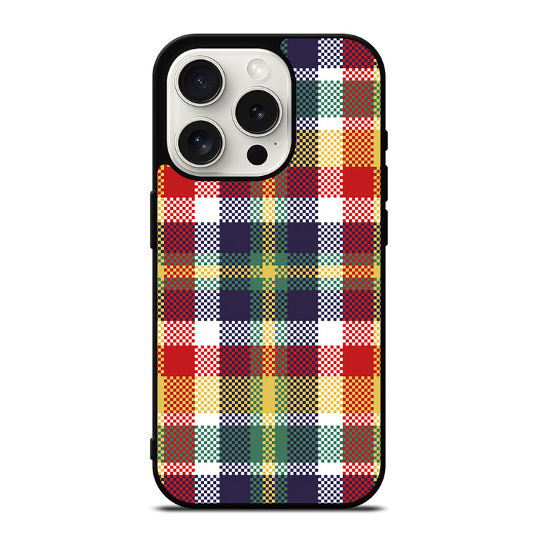 PIXELIZED TARTAN PATTERN iPhone 15 Pro Case Cover