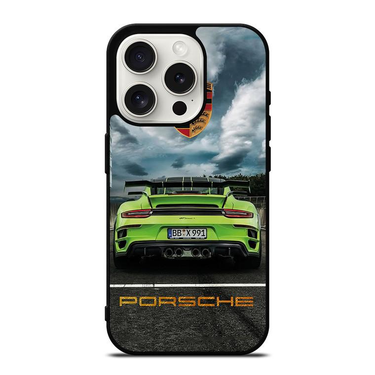 PORSCHE LOGO GREEN CAR iPhone 15 Pro Case Cover