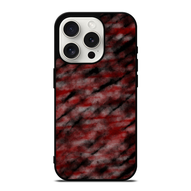 RED BLACK TIE DYE PATTERN iPhone 15 Pro Case Cover