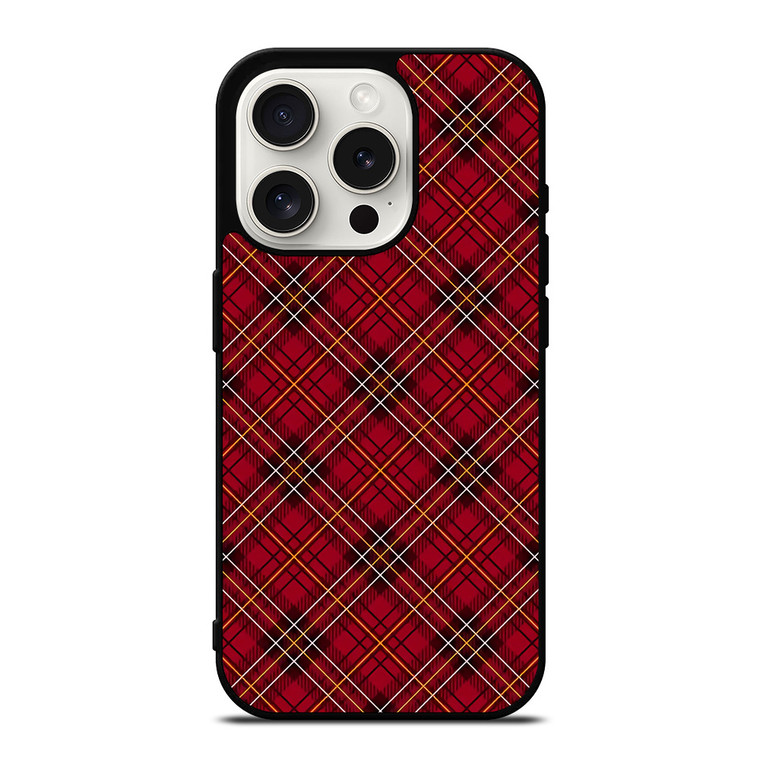 RED TARTAN CROSS PLAID iPhone 15 Pro Case Cover
