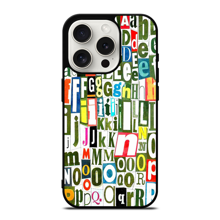 RETRO ALPHABET GREEN COLLAGE iPhone 15 Pro Case Cover