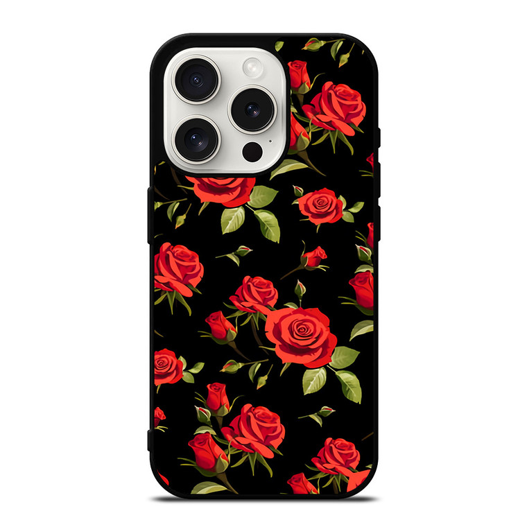 SEAMLESS RED ROSE PATTERN iPhone 15 Pro Case Cover