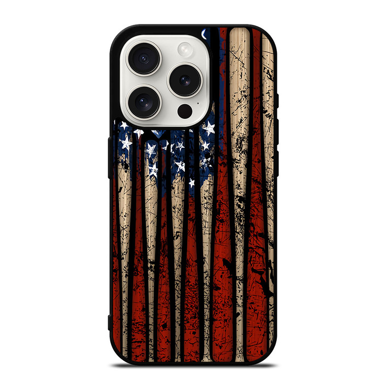 USA FLAG AMERICAN BASEBALL iPhone 15 Pro Case Cover