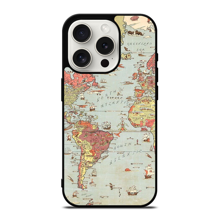 VINTAGE MAP iPhone 15 Pro Case Cover