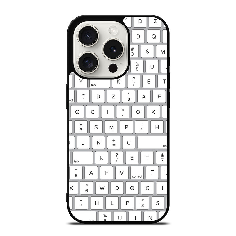 WHITE KEYBOARD PATTERN iPhone 15 Pro Case Cover