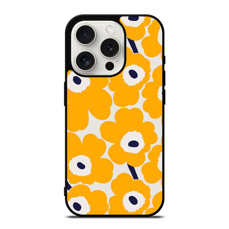 YELLOW RETRO FLORAL PATTERN iPhone 15 Pro Case Cover