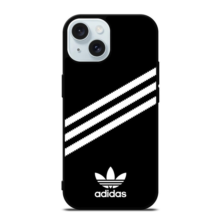 ADIDAS ORIGINALS STRIPES BLACK WHITE iPhone 15 Case Cover