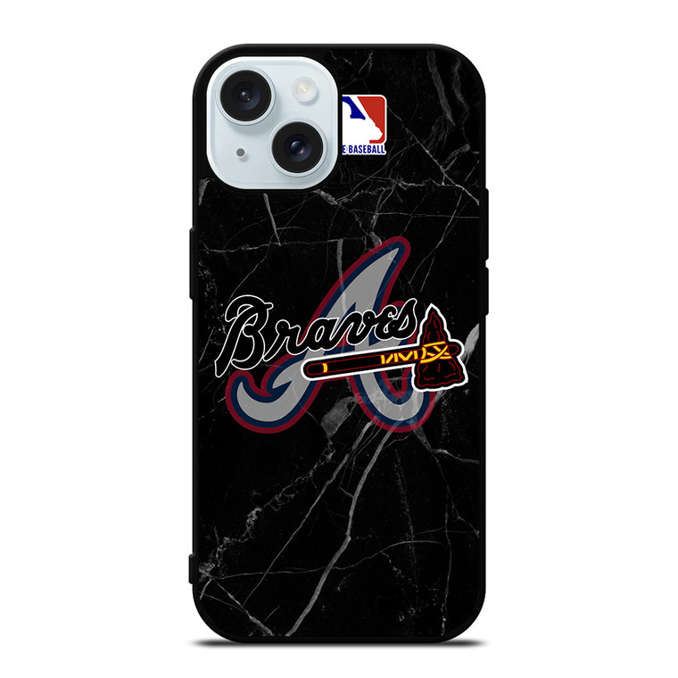 ATLANTA BRAVES BLACK MARBLE LOGO iPhone 15 Case Cover