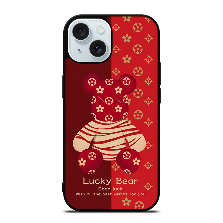 BEAR BRICK KAWS LUCKY RED iPhone 15 Case Cover