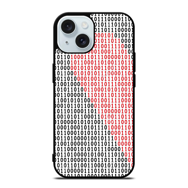 BINARY CODE HALF HEART PATTERN iPhone 15 Case Cover