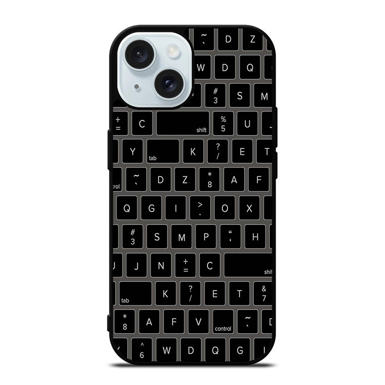 BLACK KEYBOARD PATTERN iPhone 15 Case Cover