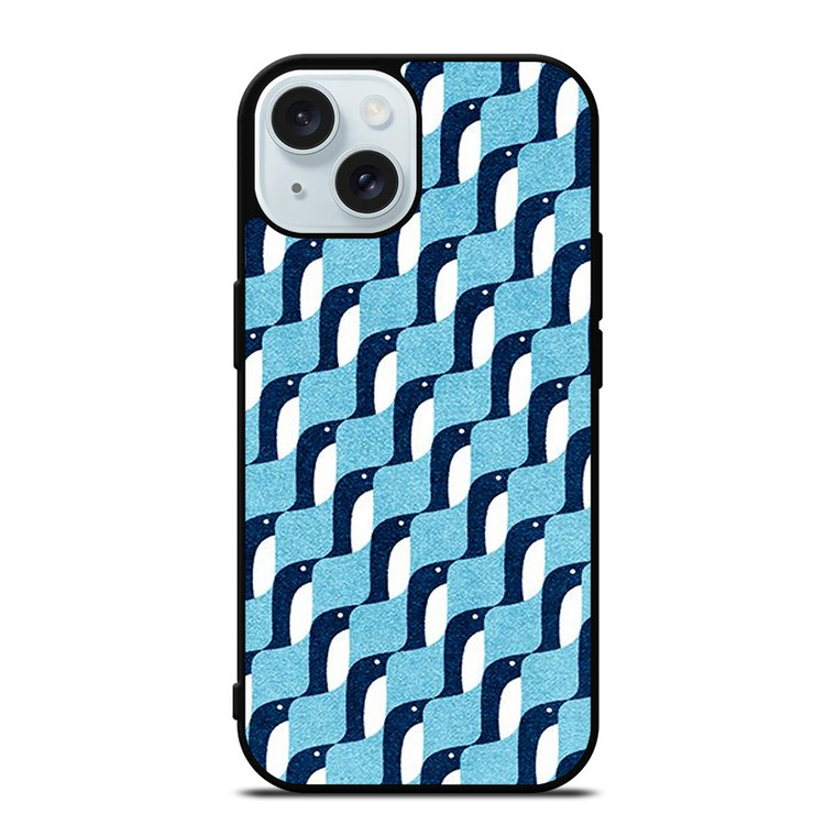 BLUE PENGUINS PATTERN iPhone 15 Case Cover