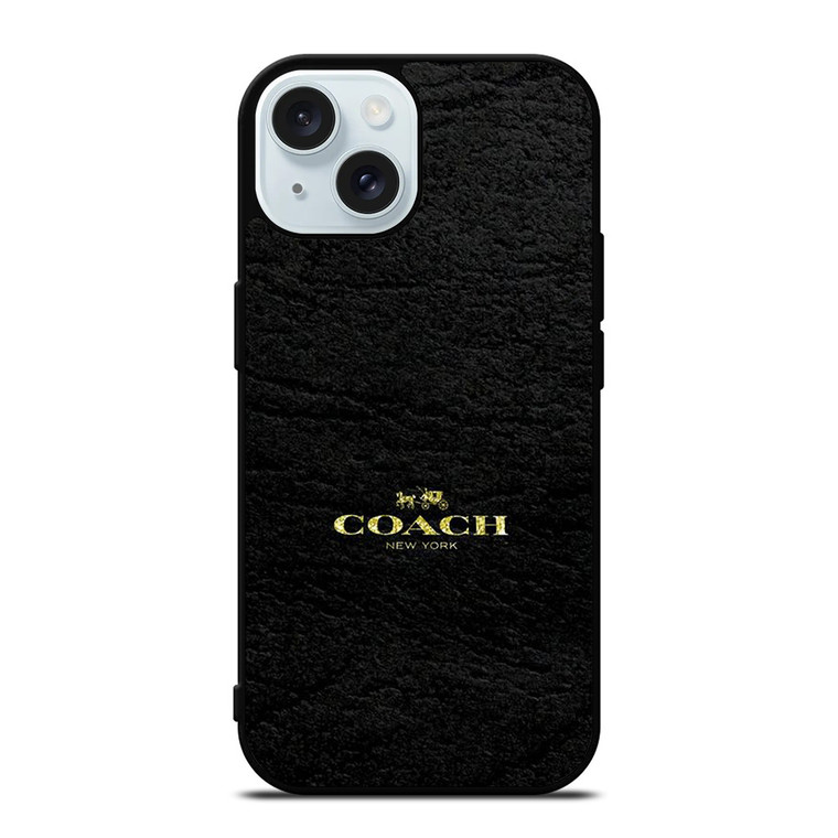 COACH LOGO TEXTURE BLACK iPhone 15 Case Cover