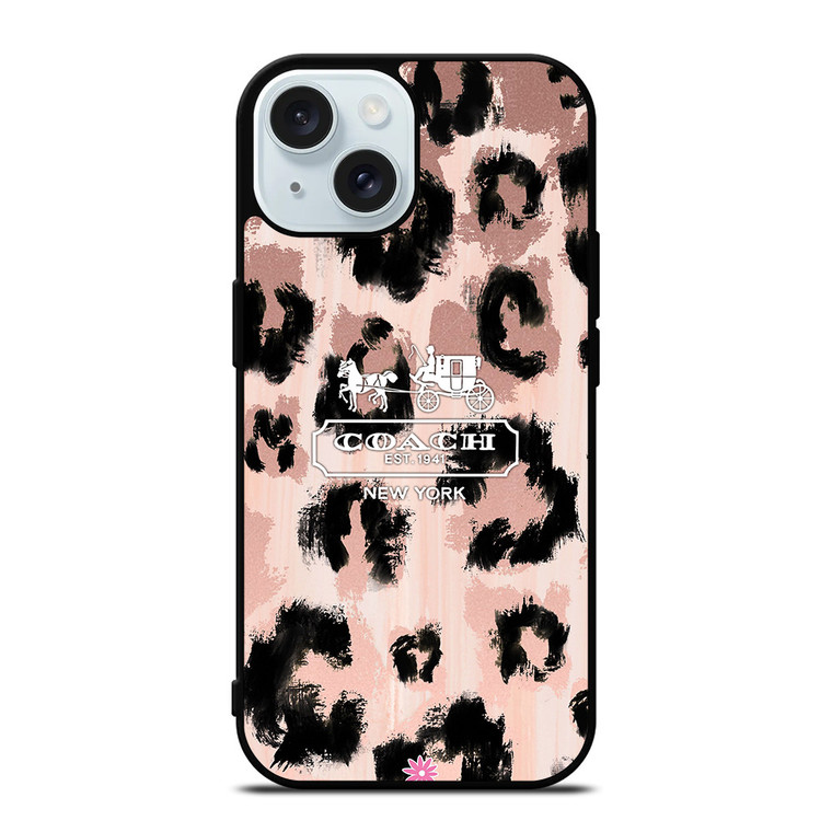 COACH NEW YORK LEOPARD SKIN iPhone 15 Case Cover