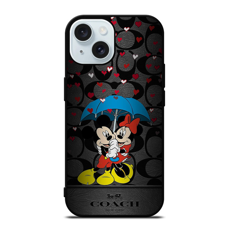 COACH NEW YORK MICKEY MINNIE MOUSE UMBRELLA iPhone 15 Case Cover