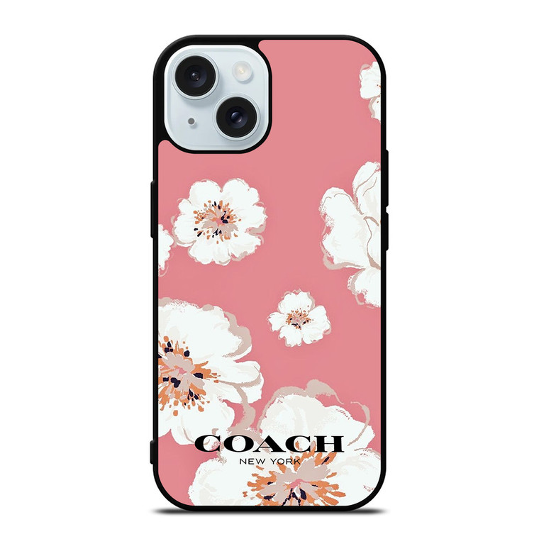 COACH NEW YORK PINK FLOWER iPhone 15 Case Cover