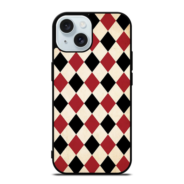 DIAMOND RED BACK PATTERN iPhone 15 Case Cover
