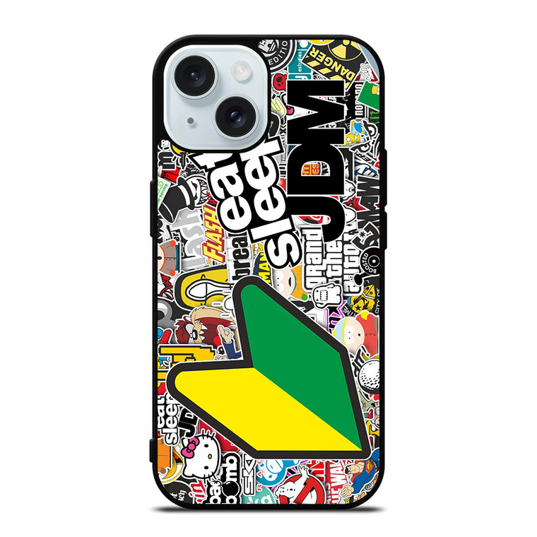 EAT SLEEP JDM STICKER BOMB iPhone 15 Case Cover
