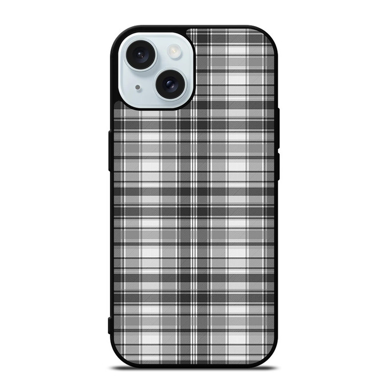GREY CHECK FABRIC TEXTURES iPhone 15 Case Cover