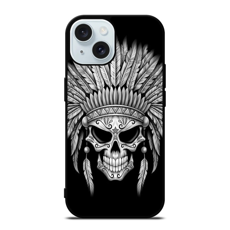 INDIAN FEATHER SKULL iPhone 15 Case Cover