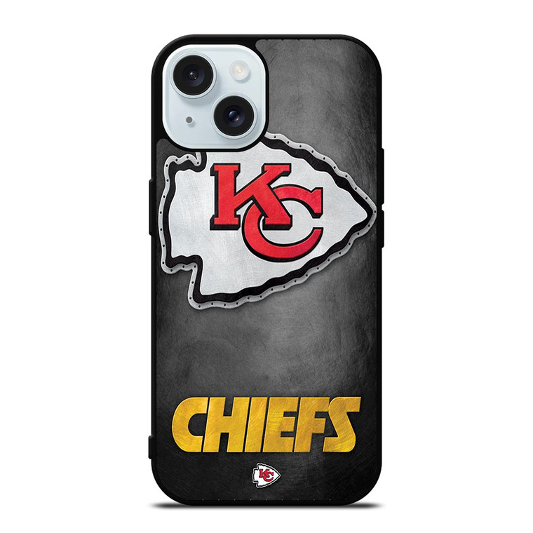 KANSAS CITY CHIEFS METAL LOGO iPhone 15 Case Cover