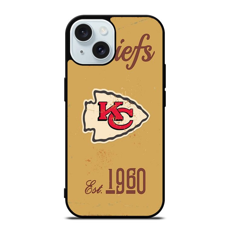 KANSAS CITY CHIEFS RUSTY LOGO iPhone 15 Case Cover
