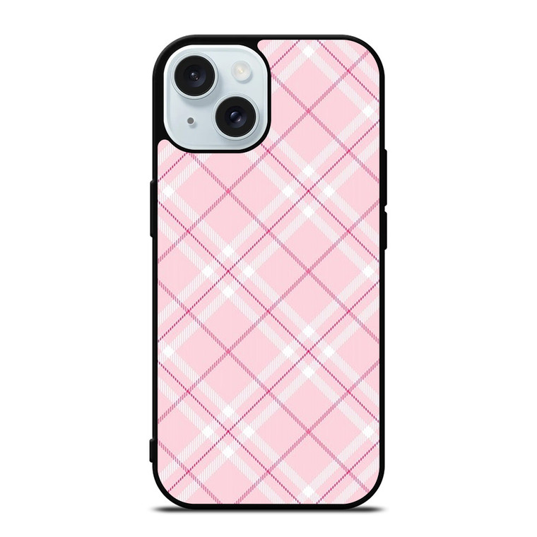 LIGHT PINK PLAID PATTERN iPhone 15 Case Cover