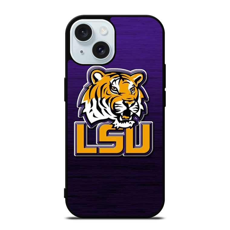 LSU TIGERS WOODEN LOGO iPhone 15 Case Cover