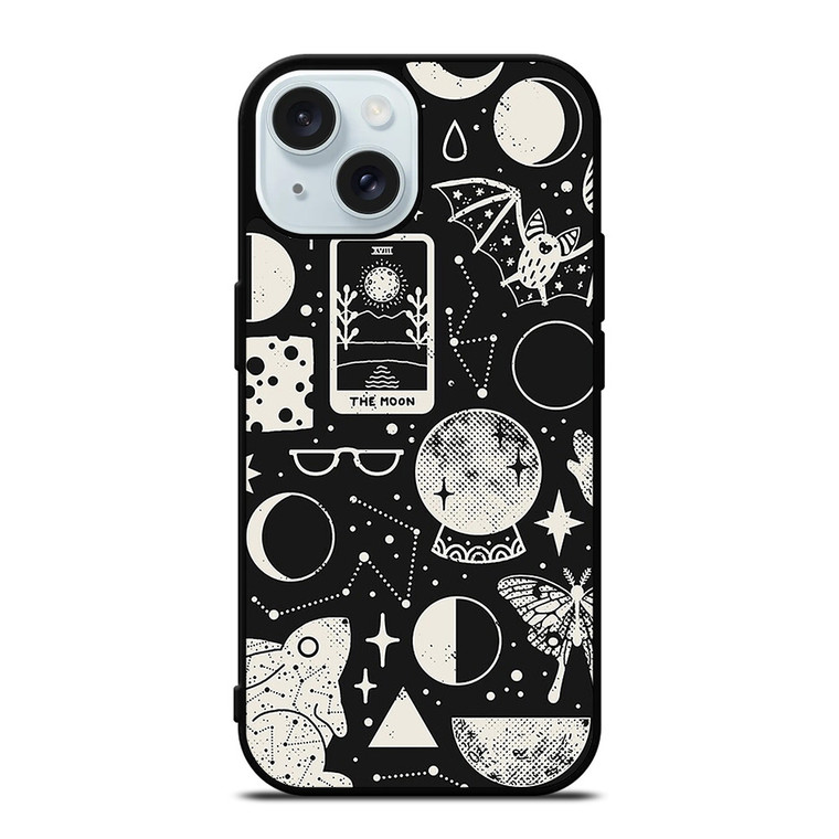 LUNAR PATTERN BLACK WHITE iPhone 15 Case Cover LUNAR PATTERN BLACK WHITE iPhone 15 Case Cover