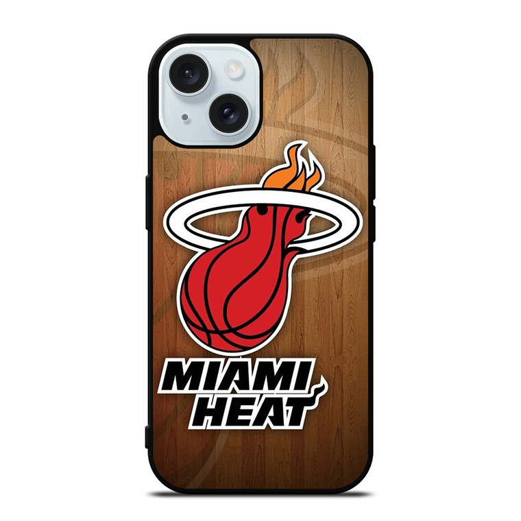 MIAMI HEAT WOODEN LOGO NBA iPhone 15 Case Cover