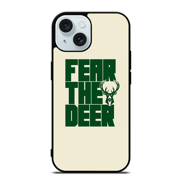 MILWAUKEE BUCKS LOGO BASKETBALL FEAR THE DEER iPhone 15 Case Cover