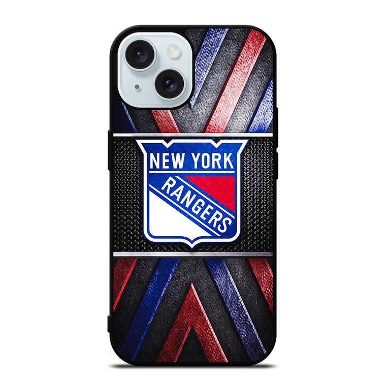 NEW YORK RANGERS NHL METAL LOGO iPhone 15 Case Cover