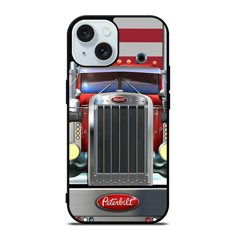 PETERBILT TRUCK AMERICAN FLAG iPhone 15 Case Cover