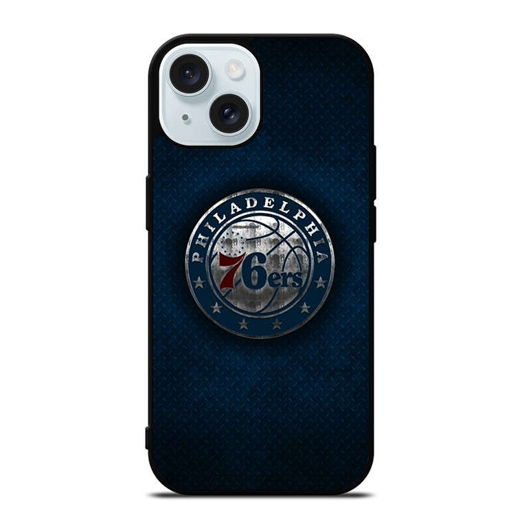 PHILADELPHIA 76ERS METAL LOGO iPhone 15 Case Cover