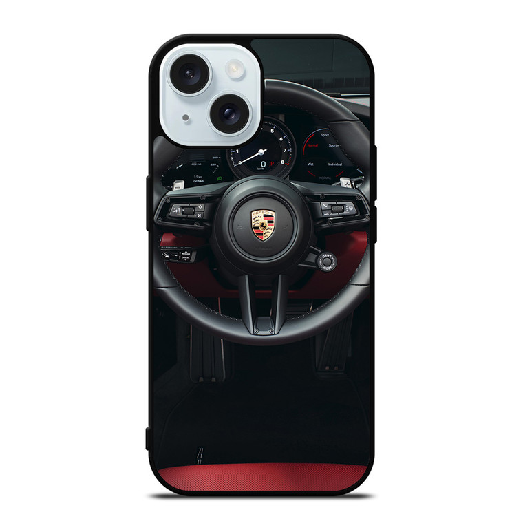 PORSCHE CAR STEERING LOGO iPhone 15 Case Cover