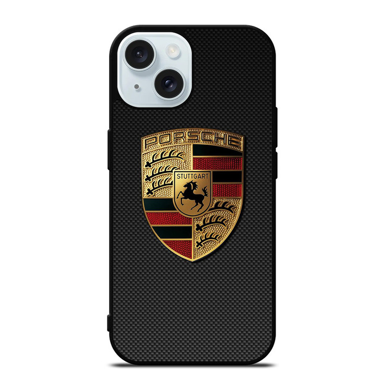 PORSCHE LOGO CARBON iPhone 15 Case Cover