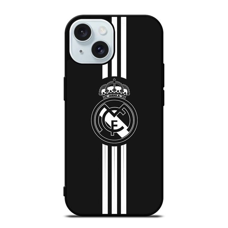 REAL MADRID FC BLACK LOGO iPhone 15 Case Cover REAL MADRID FC BLACK LOGO iPhone 15 Case Cover