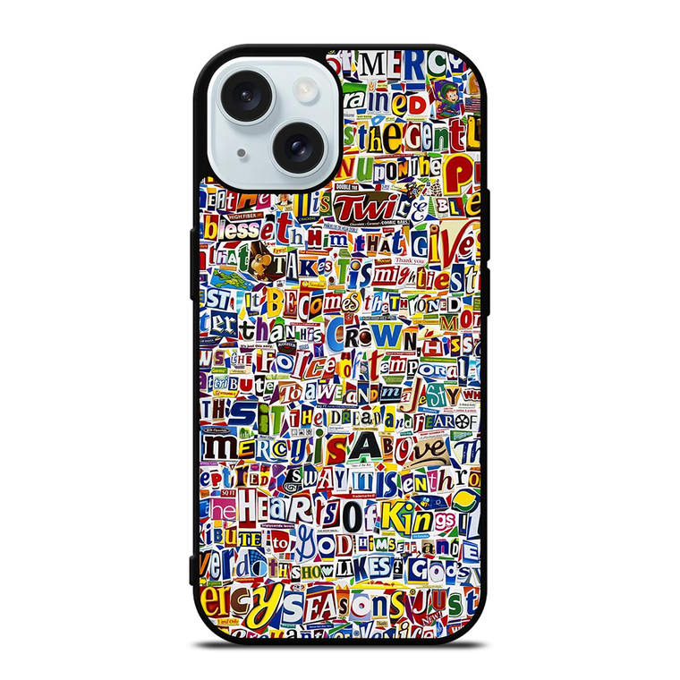 RETRO ALPHABET COLLAGE iPhone 15 Case Cover