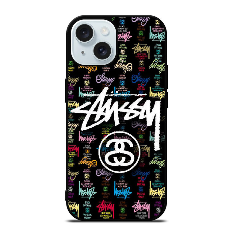 STUSSY COLLAGE LOGO iPhone 15 Case Cover STUSSY COLLAGE LOGO iPhone 15 Case Cover