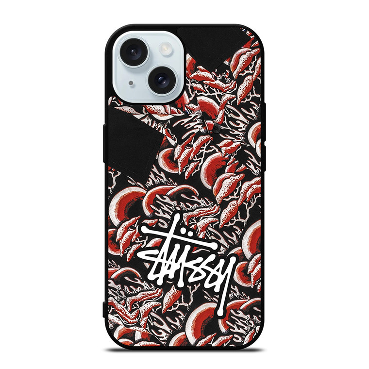 STUSSY CORAL PATTERN iPhone 15 Case Cover