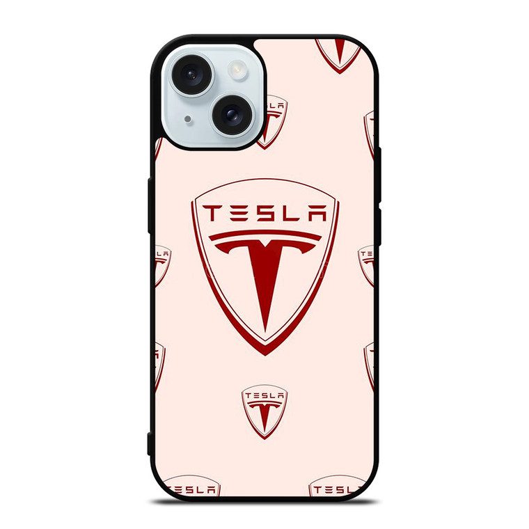 TESLA CAR LOGO COLLAGE iPhone 15 Case Cover