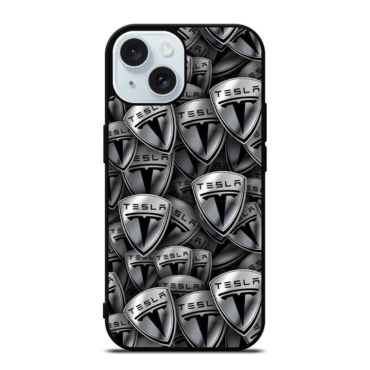 TESLA METAL LOGO COLLAGE iPhone 15 Case Cover