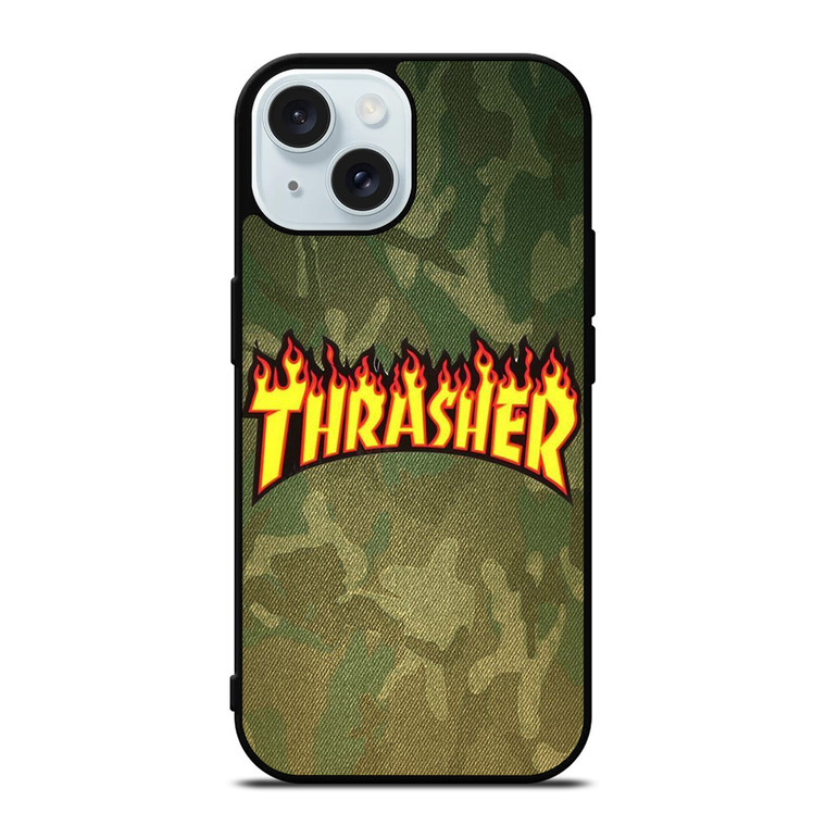 THRASHER LOGO CAMO FABRIC iPhone 15 Case Cover
