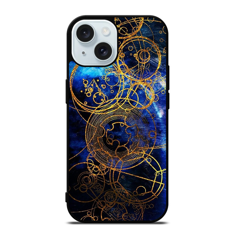 TIME LORD WRITING GOLD BLUE iPhone 15 Case Cover